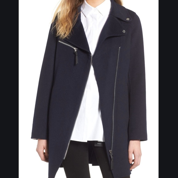 DEREK LAM 10 CROSBY Double-Face Wool Moto Coat - Picture 2 of 5